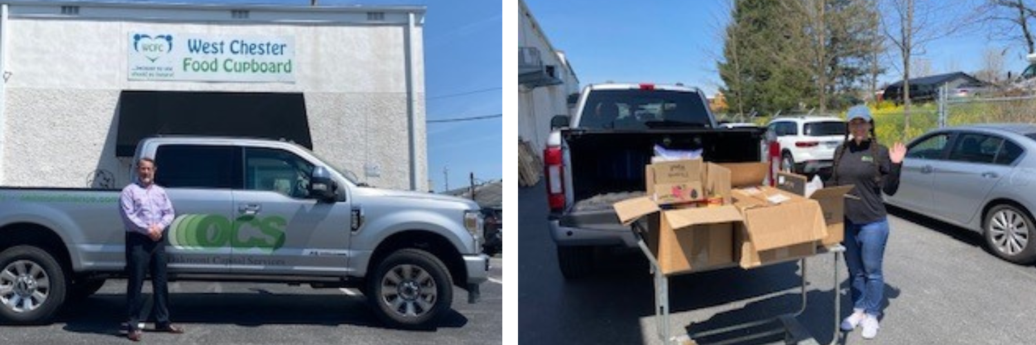 The dream team dropping off food donations in the spring.